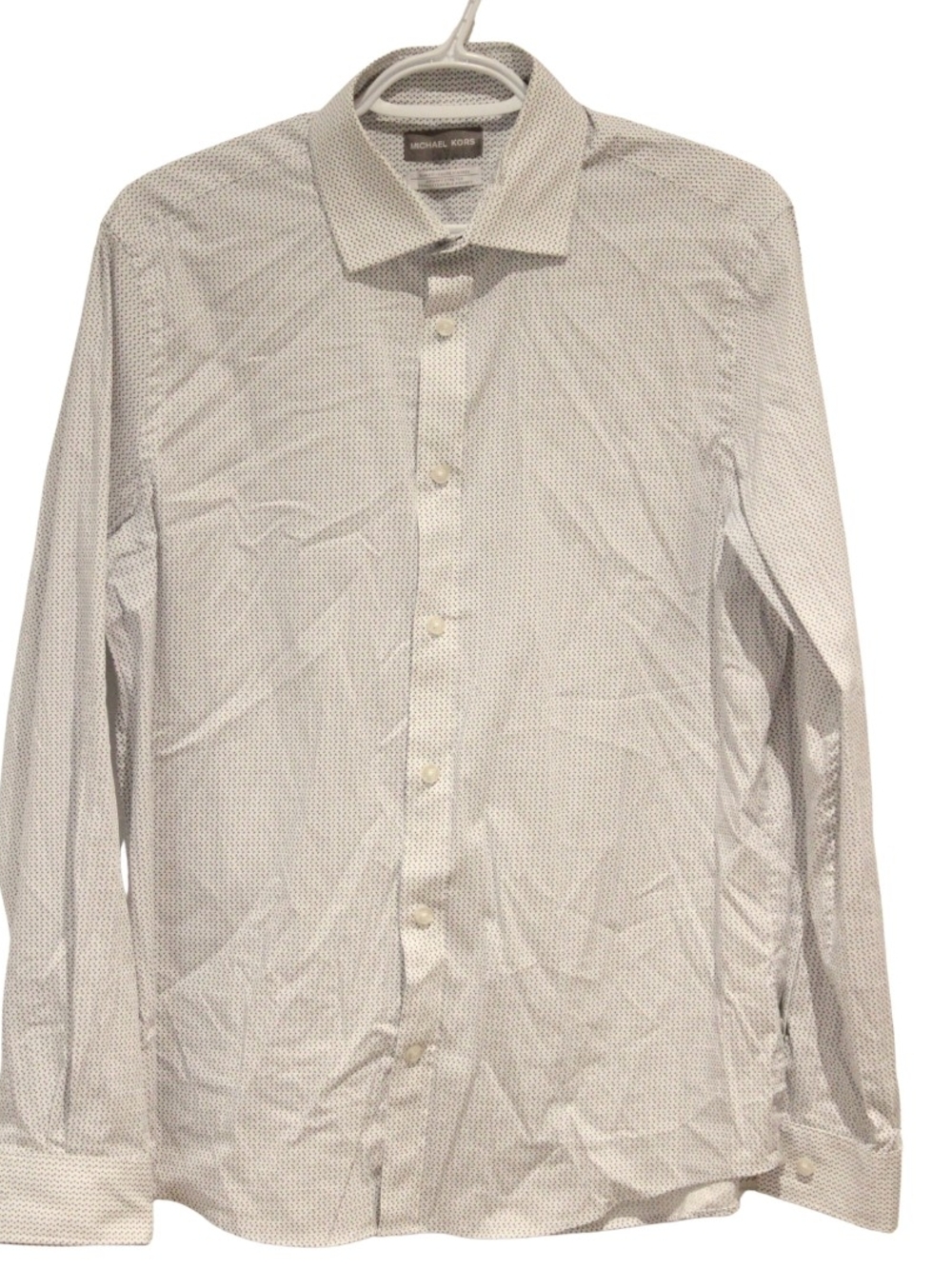 Michael Kors White with Blue Pattern Dress Shirt Size M (15 1/2. 32/33)